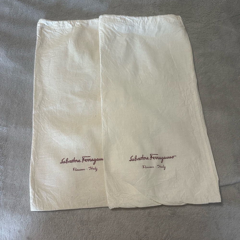 Salvatore Ferragamo Cream and Red Dust Bags new